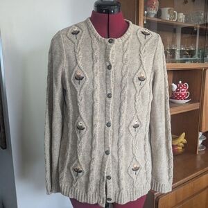 Northern Reflections Beige Cardigan with Floral Accents